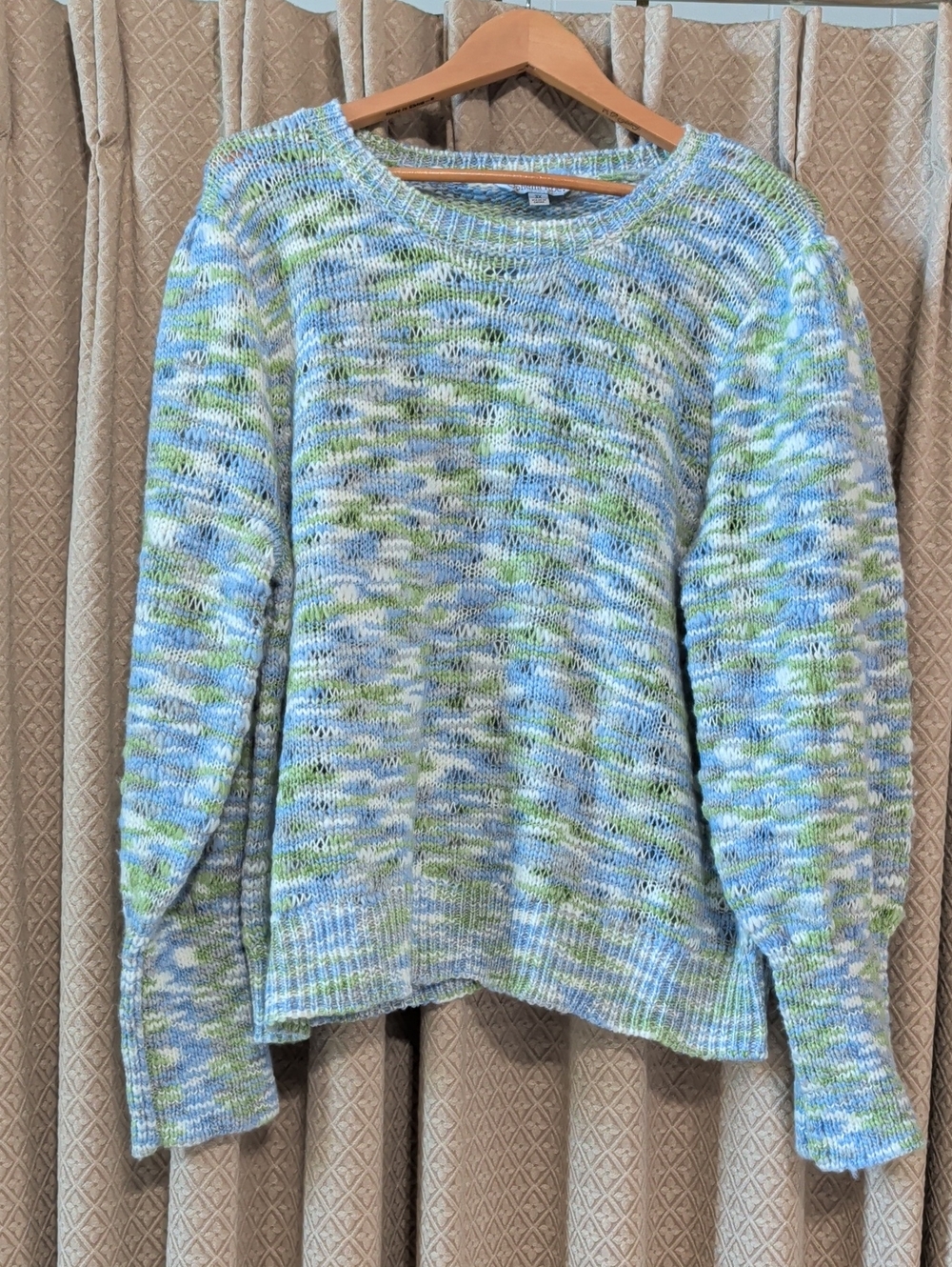 NWT Women's Size 3X Ophelia Roe Open Knit Multicolored Crew Neck Sweater
